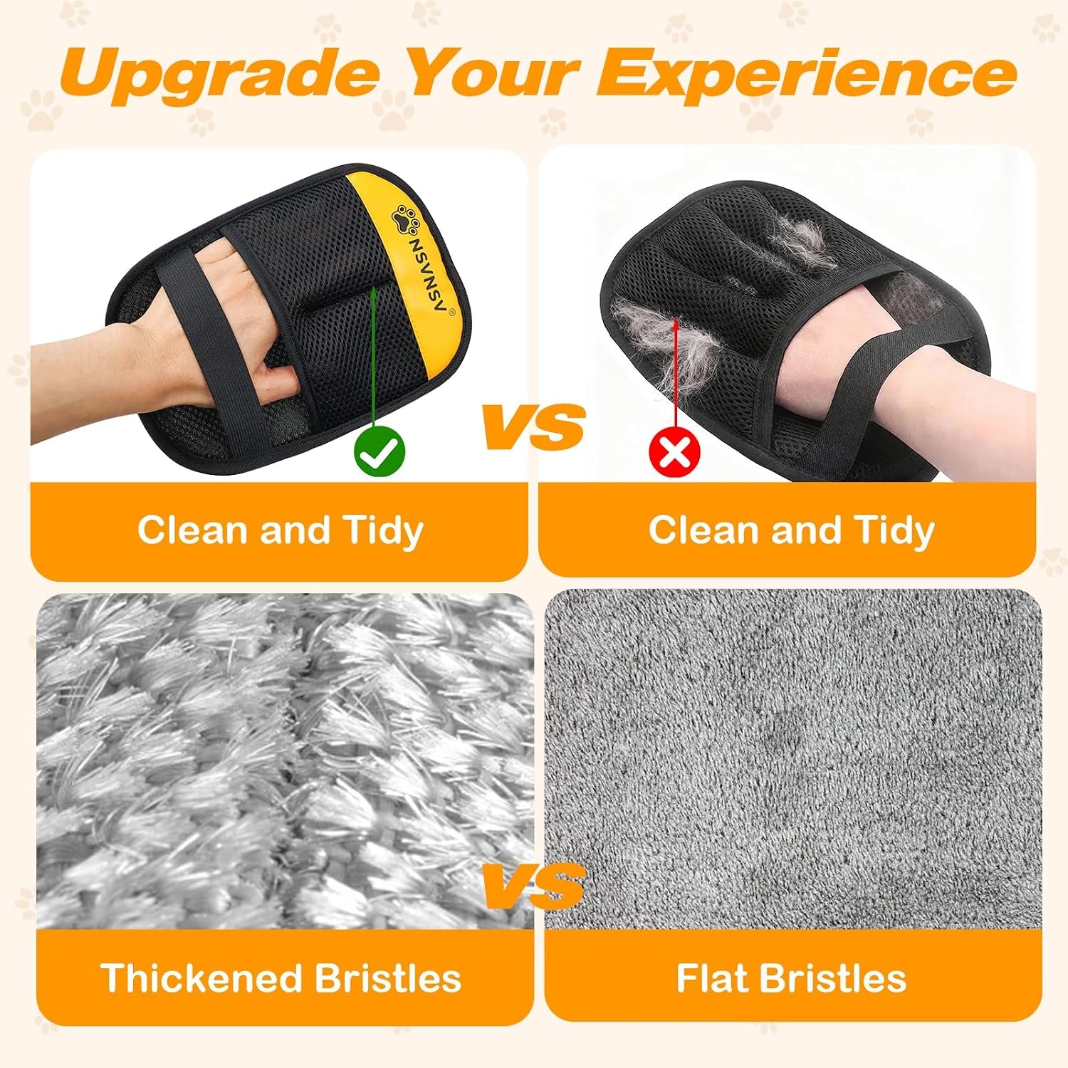 Pet Hair Removal Glove for Cats Dogs, Washable Reusable Animal Fur Removal Tool, Hair Retention Powerful Cat Grooming Gloves for Couch, Furniture, Carpet, Car Seat, Ease of Use